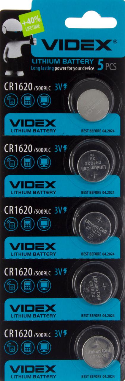 Батарейка Videx CR1620/5bl(5)(100)