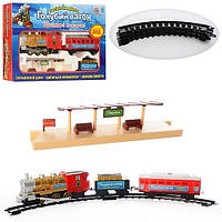 Залізниця на бат-ці,муз,світ Блакитний вагон,шлях 282см,в кор-ці,49х29х7см №7013/609(12)