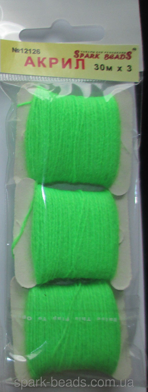 Акрилова нитка для вишивки 12126. Колір салатовий, фото 1