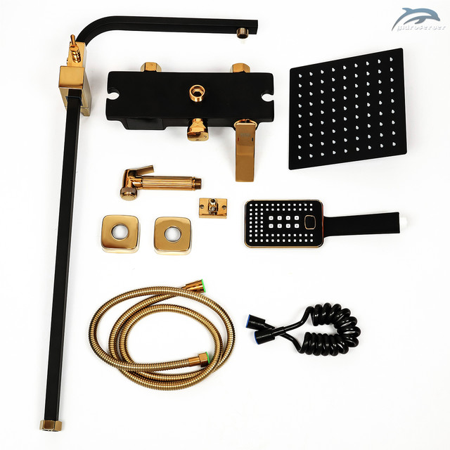 Багатофункціональна душова система WEMI SB-08 Gold обладнана чотирма діючими пристроями для комфортного прийому душових процедур.