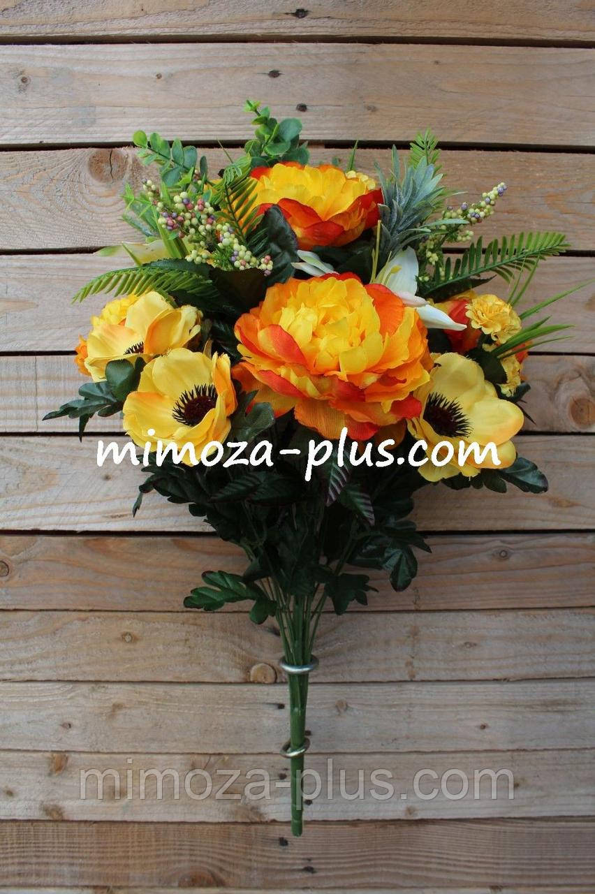 Штучні квіти — Помінний букет "Півонія, анемон, лілія", 66 см