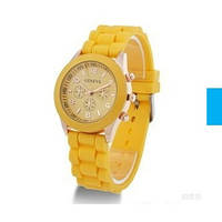 1, Кварцевые часы с силиконовым браслетом (ярко-желтого цвета)