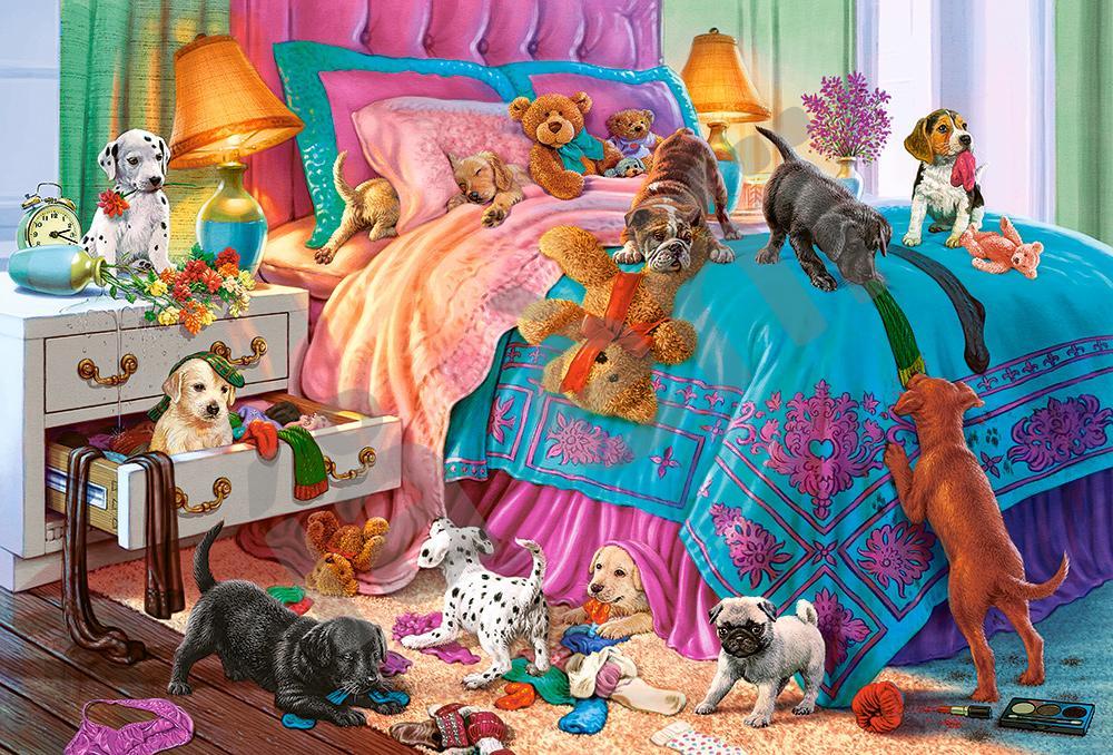 Пазли Castorland 1000 елементів, 68х47 см, в коробці, Неслухняні цуценята