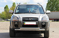 Защита переднего бампера (двойной ус) Hyundai Tucson 2004-2010