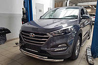 Защита переднего бампера (двойной ус) Hyundai Tucson 2015+