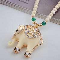1, Длинное ожерелье Белый слон с бирюзовым украшением