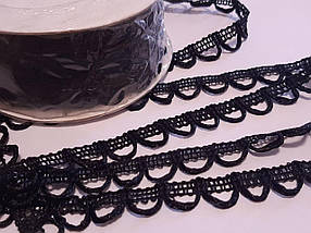 Тасьма мереживо чорна 1,5 см/15 м, фото 1