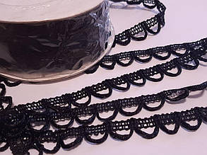 Тасьма мереживо чорна 1,5 см/15 м