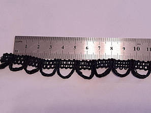 Тасьма мереживо чорна 1,5 см/15 м, фото 2
