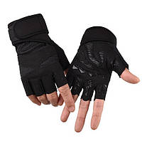 Перчатки для тренажерного зала велосипеда с напульсниками Sport 519 безпалые L черные