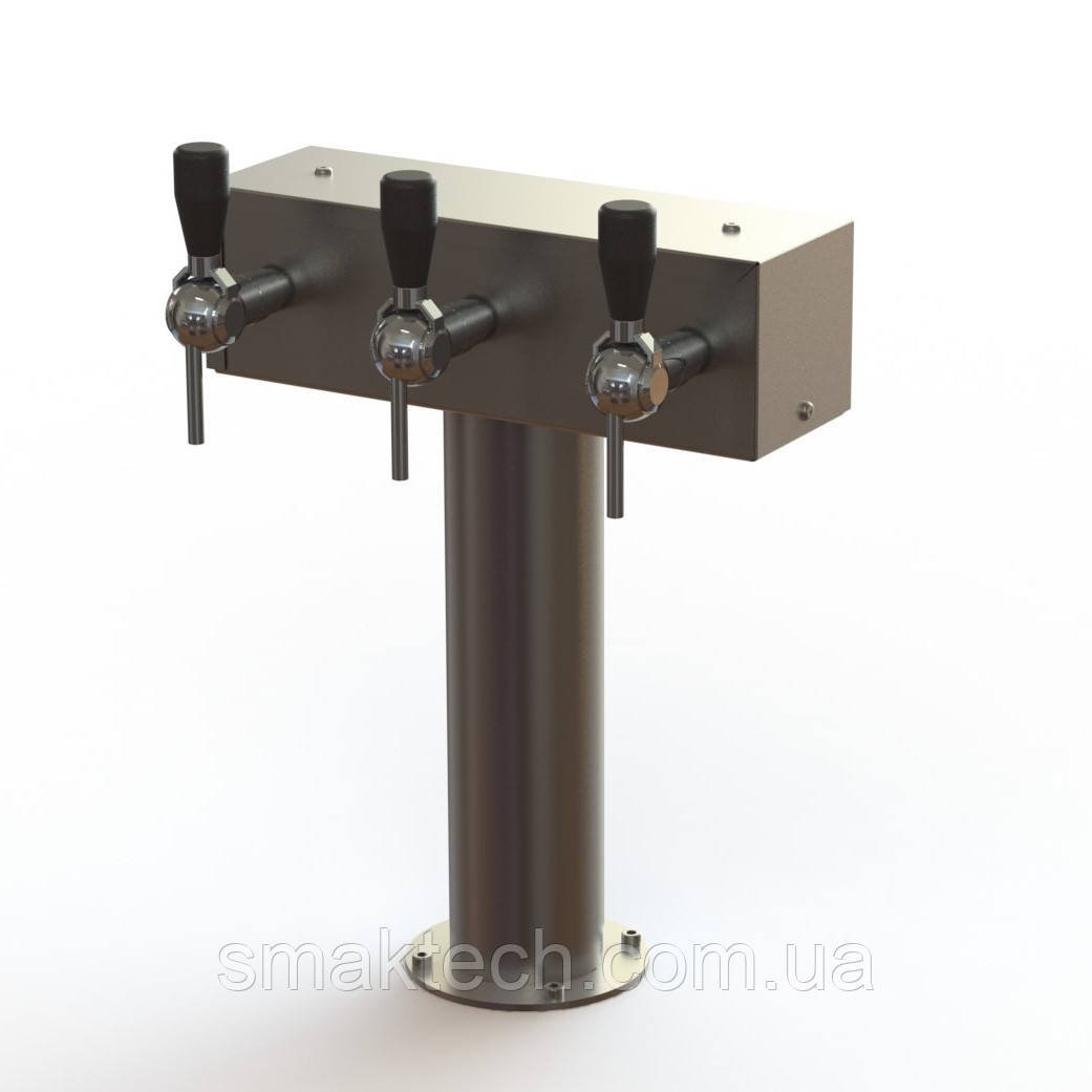 Пивна колона з нержавіючої сталі Т-подібна на 3 кранів (без кранів), фото 1