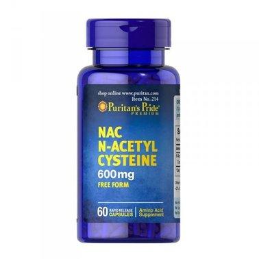 Амінокислоти NAC N-Acetyl Cysteine 600 mg (60 капсул.) Puritan's Pride