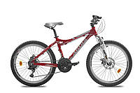 Подростковый велосипед Ardis LX-200 EGO 24" алюминиевый с дисковыми тормозами, Красный