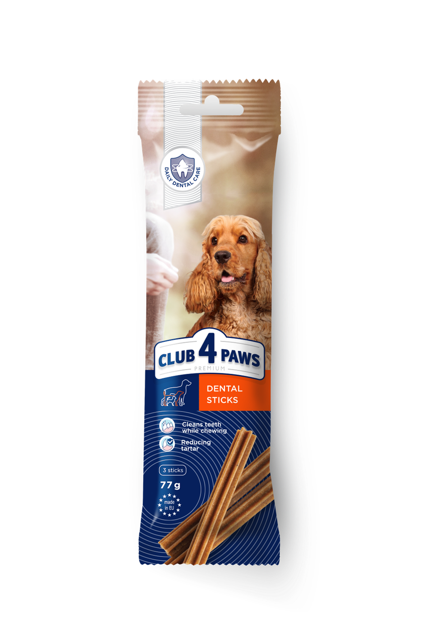 Дентал Стікс Dental Sticks Жувальні палички для собак 77 г (3 шт) Преміум CLUB 4 PAWS Клуб 4 Лапи