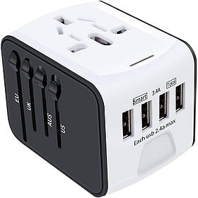 Універсальний мережевий адаптер для подорожей Adapter Travel ORIGINAL, Перехідник для всіх типів розеток USB