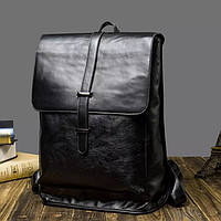 Стильный городской популярный коричневый рюкзак портфель мужская кожаная сумка для ноутбука Черный