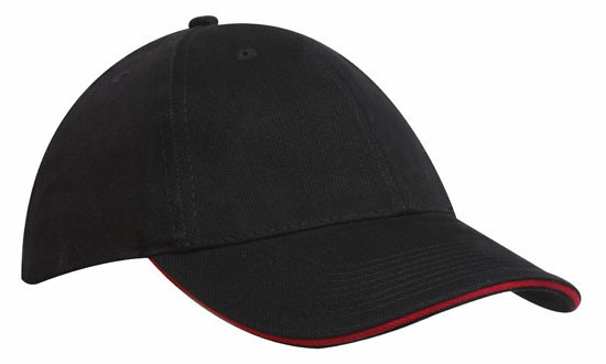 Кепка-сендвіч чорна з червоною смужкою Headwear proffesional — 00610