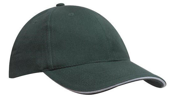 Кепка-сендвіч темно-зелена з білою смужкою Headwear proffesional — 00613