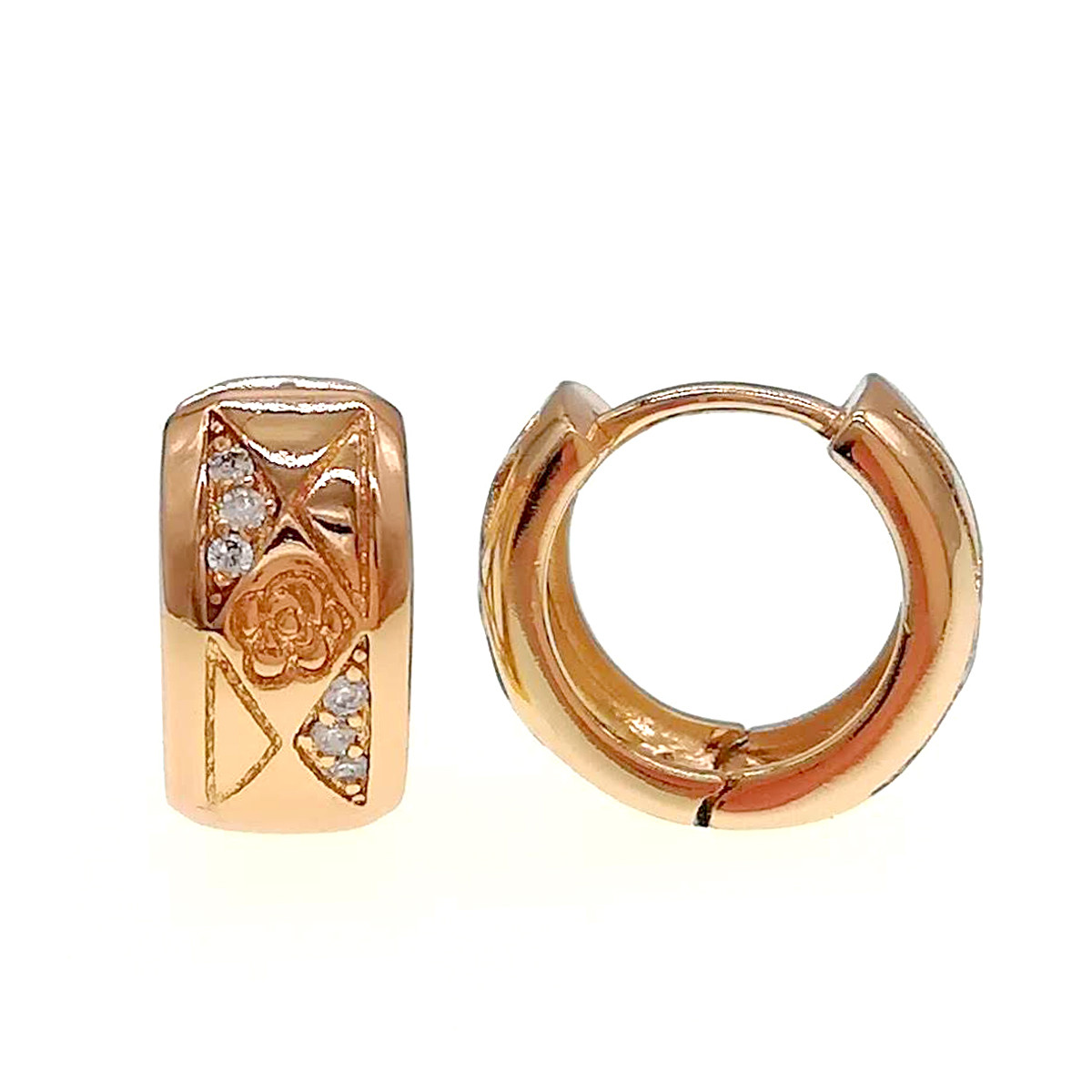 Сережки Xuping з медичного золота, білі фіаніти, позолота 18К, 24264 (1)