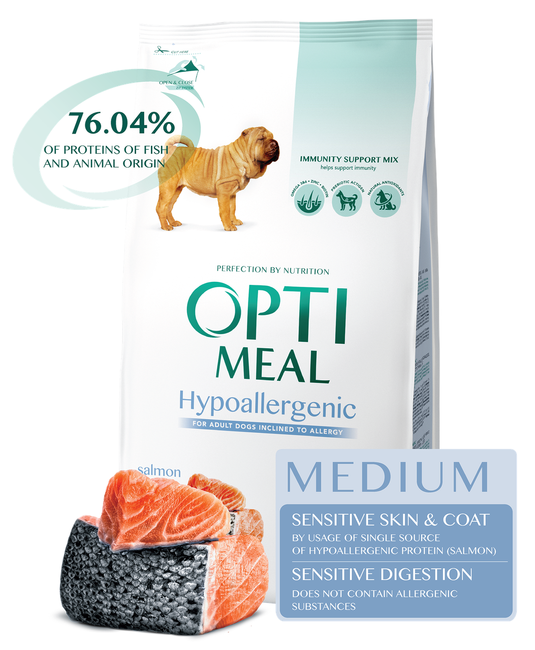 Сухий гіпоалергенний корм для дорослих собак середніх та великих порід Лосось 1,5 кг OPTIMEAL ОПТИМИЛ (5925)