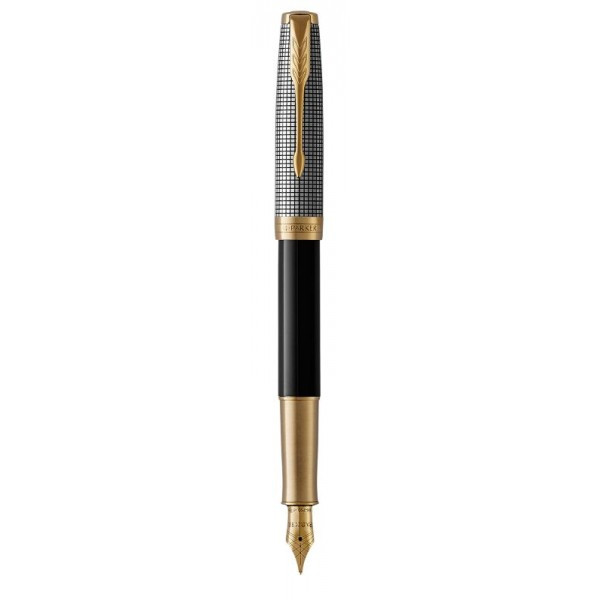 Ручка Parker чорнильна SONNET 17 Black Cisele Silver GT FP F (87 311)