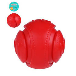Іграшка для собак Bronzedog Chew звуковий футбольний м'яч , червоний, 16 см