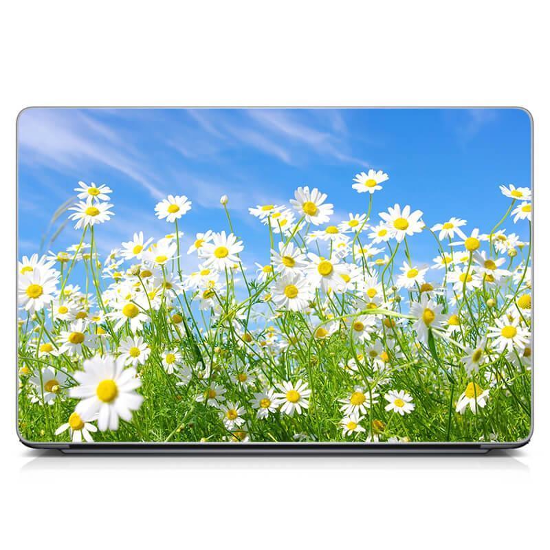 Універсальна вінілова наклейка на ноутбук 15.6"-13.3" Daisies Матова 380х250 мм, наклейки для ноутбука