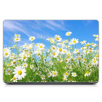 Універсальна вінілова наклейка на ноутбук 15.6"-13.3" Daisies Матова 380х250 мм, наклейки для ноутбука