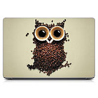 Универсальная виниловая наклейка на ноутбук 15.6"-13.3" Brown owl Матовая 380х250 мм, наклейки для ноутбука