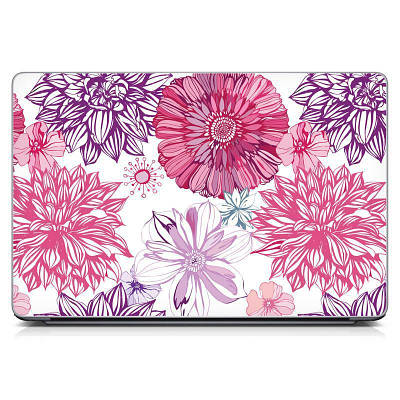 Універсальна вінілова наклейка на ноутбук 15.6"-13.3" Cute flowers Матова 380х250 мм, наклейки для ноутбука