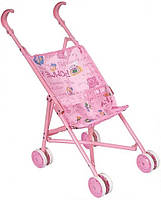 Детская игрушечная коляска-трость для пупсов Maya Toys прочное крепление, металлический каркас, розовая