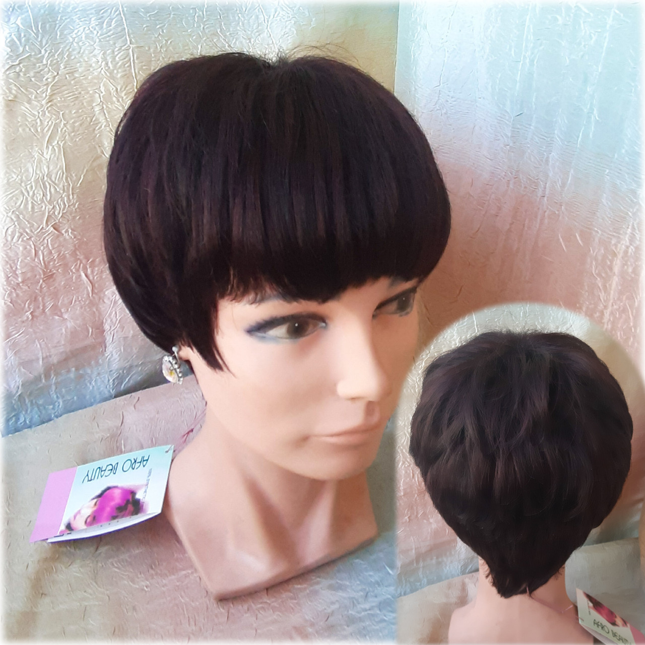 Коротка перука з канекалону темний бургунд 4400-2/99J, фото 1