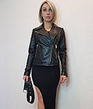 Жіноча шкіряна куртка "косуха"чорна Rio. Туреччина, фото 6
