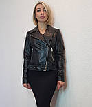 Жіноча шкіряна куртка "косуха"чорна Rio. Туреччина, фото 3