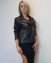 Женская кожаная куртка "косуха" черная Maddox. Турция