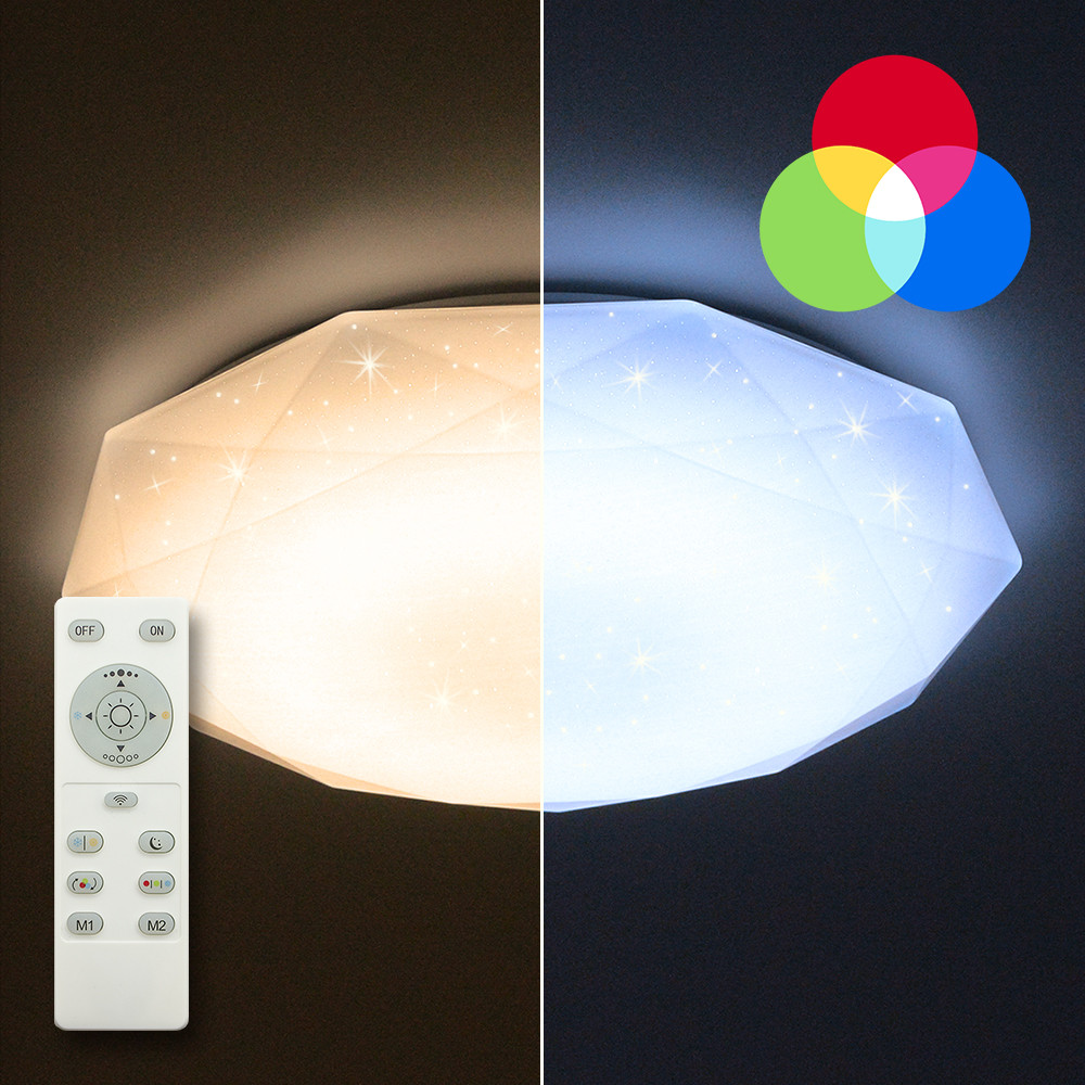 LUMINARIA ALMAZ 25 W RGB R330 SHINY 220 V IP44 Стельовий світлодіодний світильник з пультом ДК
