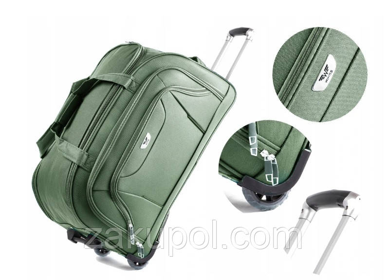Сумка дорожня на колесах WINGS 1109 середня Темно-зелена