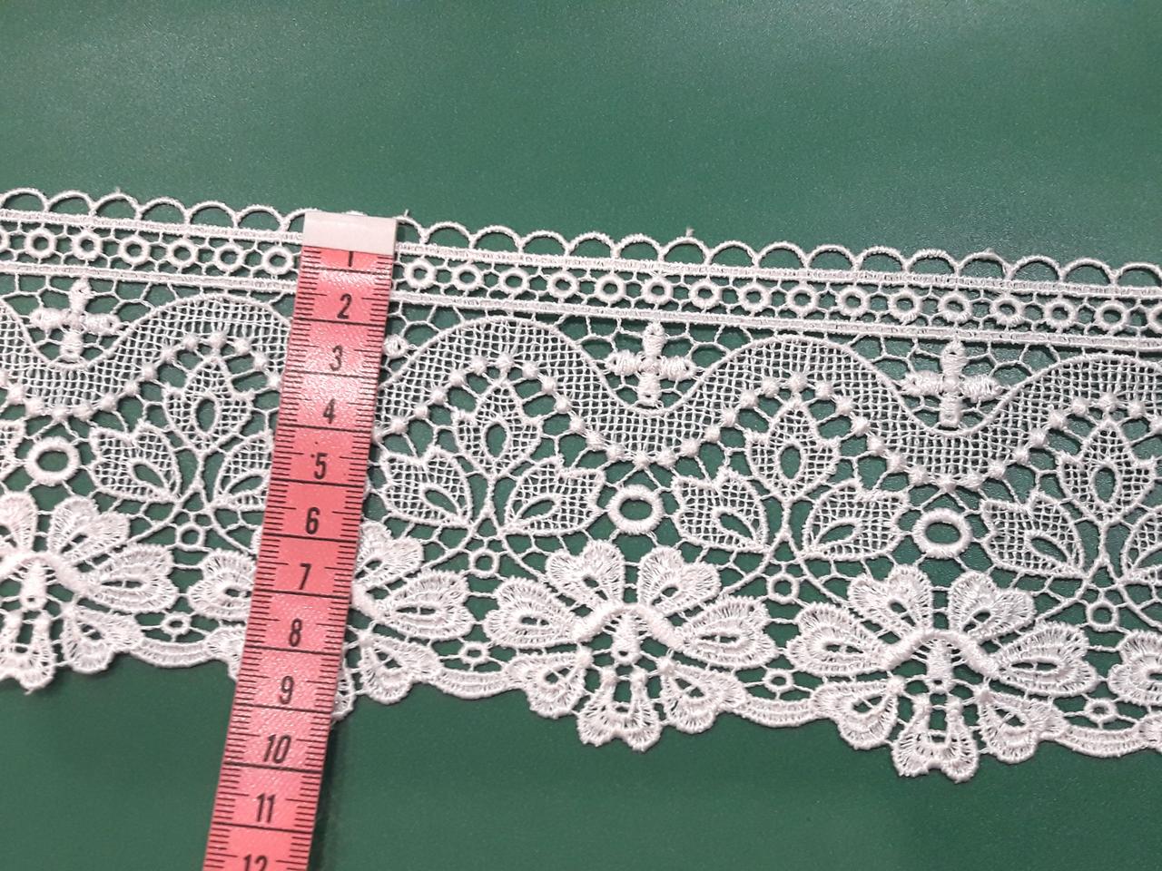 Мереживо кружево макраме на метраж "Квітка" біле 9 см. Тайвань