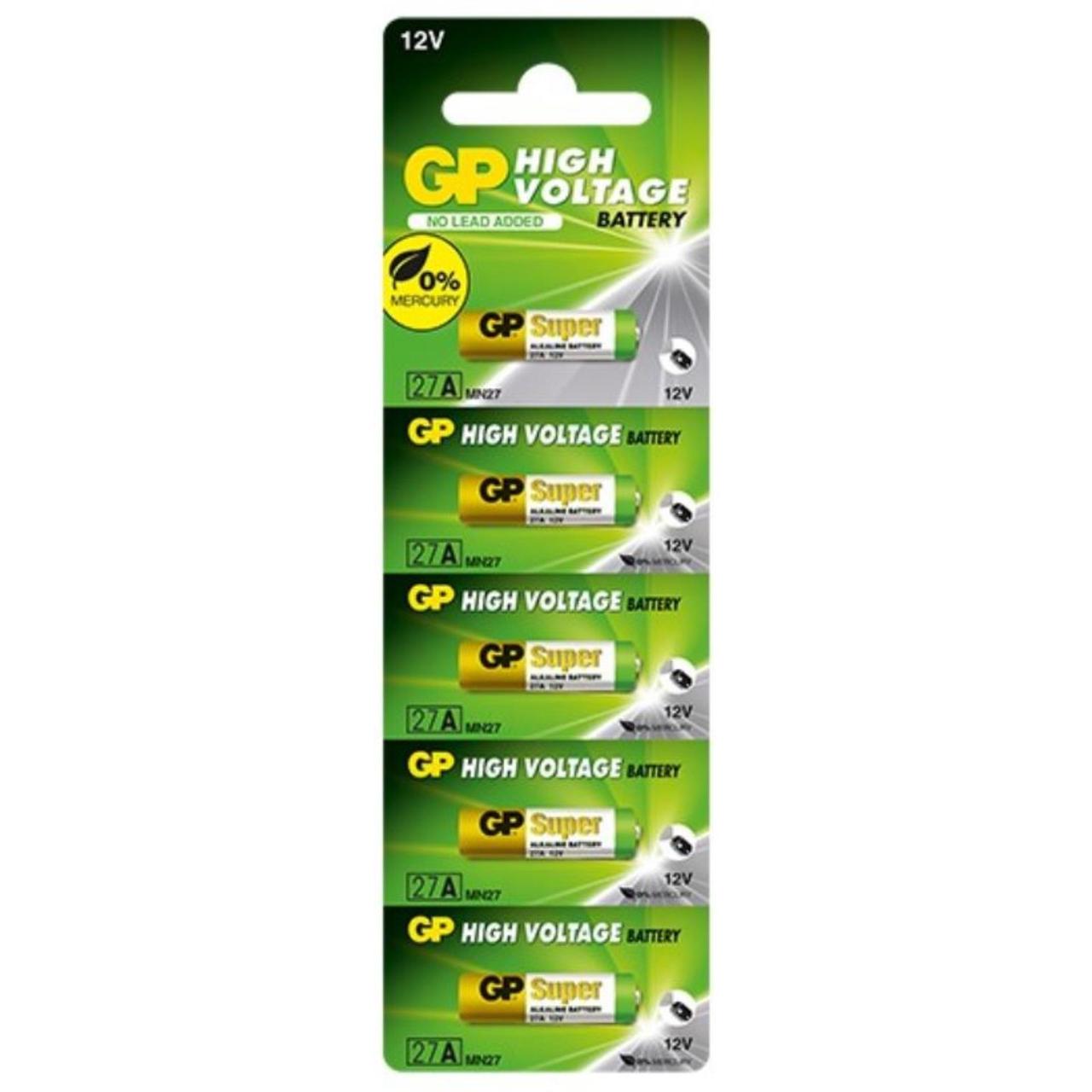 Батарейка GP Alkaline 27A(MN27) 12V, 5шт (27A-U5)