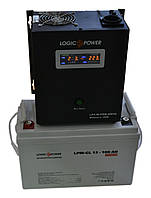 Комплект резервного живлення ДБЖ Logicpower LPY-W-PSW-500 + АКБ LPM-GL100 для 7-12ч роботи котла