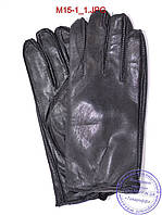 Мужские кожаные перчатки с махровой подкладкой (наружный шов) - №M15-1