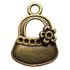 Підвіска Кулон Сумочка 21 мм, Метал, Колір Бронза, Рукоділля, Фурнітура Біжутерія, Прикраса, фото 4