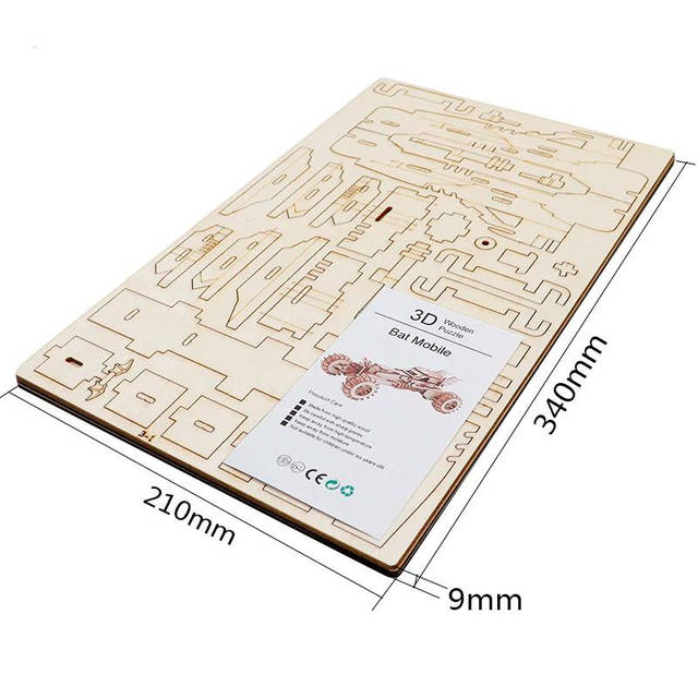 Деревянный конструктор машина Bat Mobile 3D пазл 171 элемент