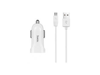 Автомобільний зарядний пристрій 1 USB Hoco Z2 White (1.5 A) + microUSB шнур