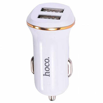 Зарядка в прикурювач 2 виходи 2 USB Hoco Z1 White (2.1A)