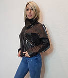 Женская кожаная куртка "косуха"черная Maddox. Турция, фото 6