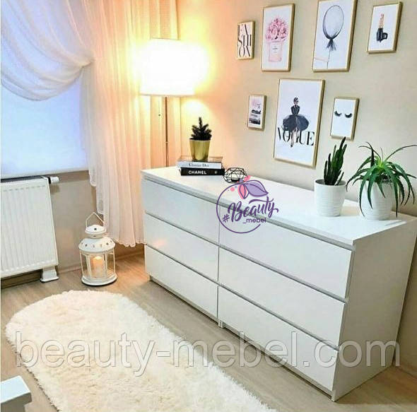 Широкий пристінний комод білого кольору, фото 1