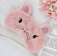 Зручна м'яка маска для сну пов'язка на очі мила Мишка (рожевий)