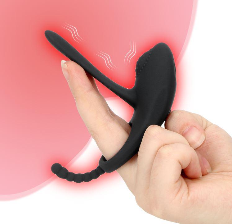 Ерекційне кільце зі стимулятором і вібрацією TripleWave, фото 1