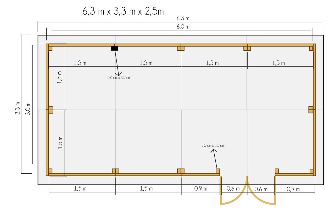 Садовый дачный домик 6.3x3.3 для инвентаря с окнами, деревянный гараж для автомобиля - фото 3 - id-p1156060641